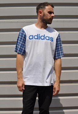 90's adidas grunge reworked vintage check shirt sleeve tee