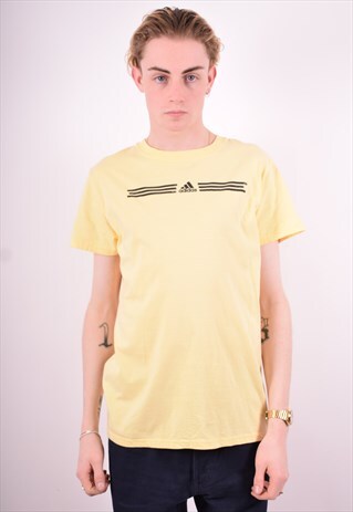 ADIDAS MENS VINTAGE T-SHIRT TOP XL YELLOW 90'S