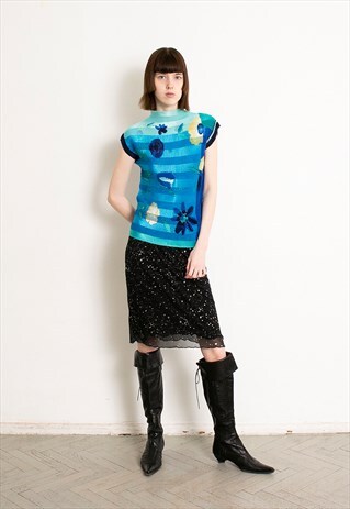 VINTAGE Y2K SEMI SHEER SKIRT BLACK