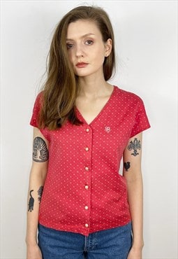 Cotton polka dot short sleeve button up shirt by Burberrys