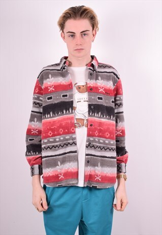 FILA MENS VINTAGE FLANNEL SHIRT MEDIUM MULTI 90'S