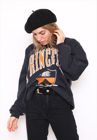 VINTAGE 90S BLACK USA COLLEGE SWEATER JUMPER
