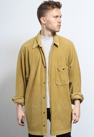 VINTAGE CORDUROY CORD SHIRT BROWN