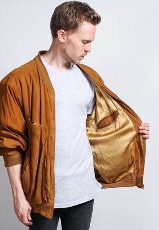 VINTAGE OVERSIZED SUEDE BOMBER JACKET