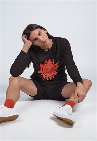 ELIO GRAPHIC PRINT ORGANIC COTTON SWEATSHIRT IN BLACK