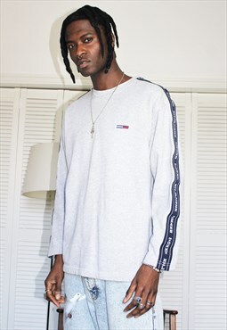 Vintage 90s Tommy Hilfiger Tape Logo Spellout Sweatshirt