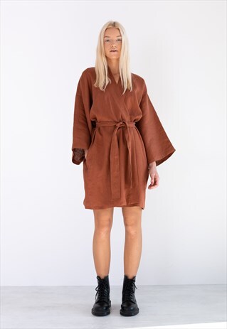 ATHENA LINEN WRAP DRESS / LINEN ROBE