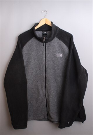MENS VINTAGE BLACK & GREY NORTH FACE FLEECE ZIP UP JACKET