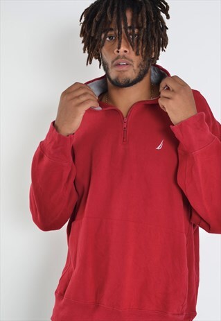 VINTAGE NAUTICA 1/4 ZIP 90'S SWEATSHIRT JUMPER RED