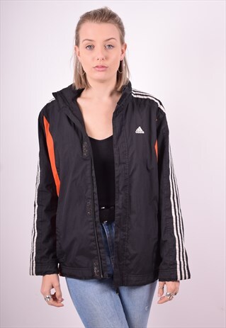 ADIDAS WOMENS VINTAGE JACKET LARGE BLACK 90'S