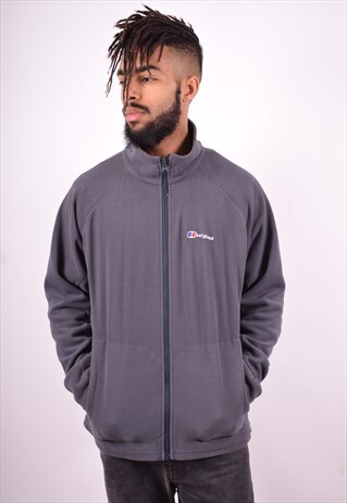 BERGHAUS MENS VINTAGE FLEECE JUMPER XL GREY 90'S