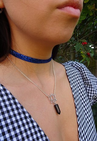 BLUE GLITTER CHOKER