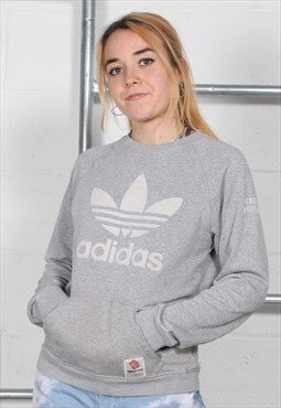 Vintage Adidas Olympics Sweatshirt in Grey w Big Logo XS