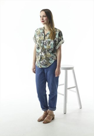 SAFARI PATTERN SHIRT / MENS ABSTRACT BUTTON UP