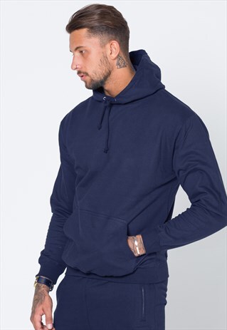 ESSENTIAL BLANK PULLOVER HOODY - DENIM NAVY BLUE