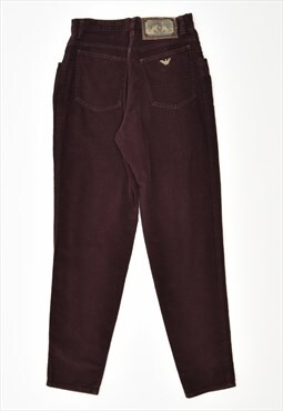 Vintage Armani Jeans Casual Trousers Velvet Skinny Maroon