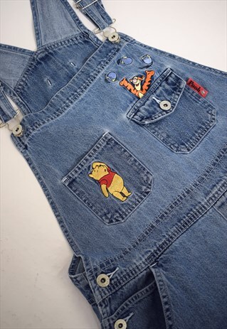 VINTAGE 90S WINNIE THE POOH BLUE DENIM DUNGAREES