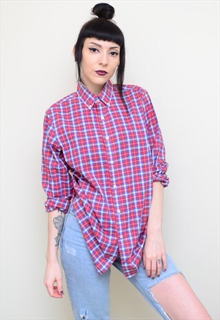 Y2K RETRO CHECKED TOMMY HILFIGER BOYFRIEND STYLE SHIRT
