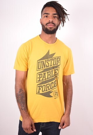 NIKE MENS VINTAGE T-SHIRT TOP MEDIUM YELLOW 90S