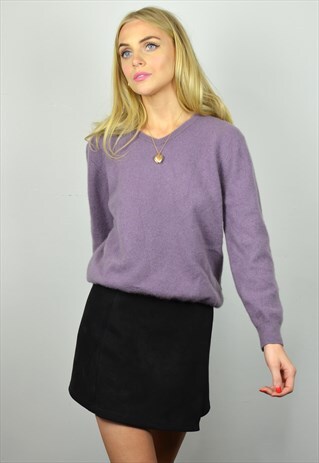 VINTAGE LILAC PURPLE PURE CASHMERE KNITTED JUMPER