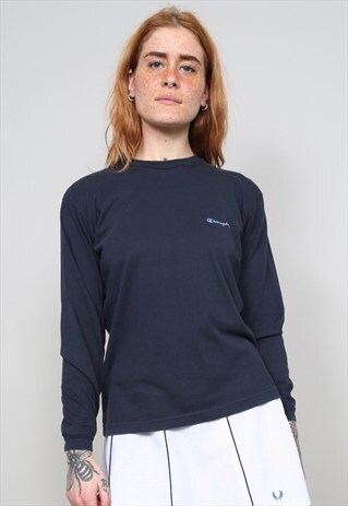 VINTAGE 90'S CHAMPION NAVY BLUE LONG SLEEVE T-SHIRT