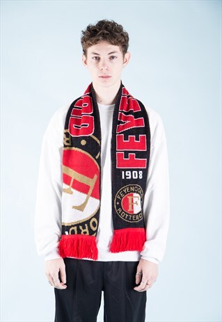 VINTAGE FEYENOORD FOOTBALL SCARF BLACK AND RED
