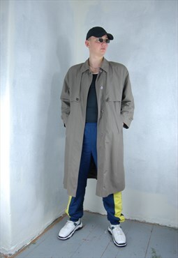 Vintage 90's long baggy light trench coat unisex in grey
