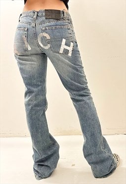 Vintage y2k flared logo low rise jeans 