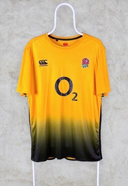 Vintage England Rugby Shirt Jersey Yellow Black Canterbury