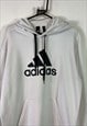 WHITE ADIDAS PULLOVER HOODIE LARGE