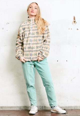 VINTAGE 90S PATTERNED FLEECE SWEATER