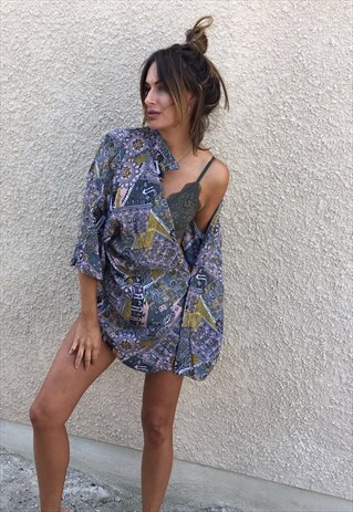 PATTERNED OVERSIZED RETRO VINTAGE UNISEX FESTIVAL SHIRT