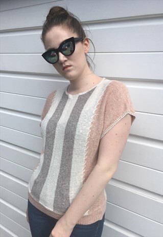 WOMENS VINTAGE 80S JUMPER SHORT SLEEVE JUMPER BATWING