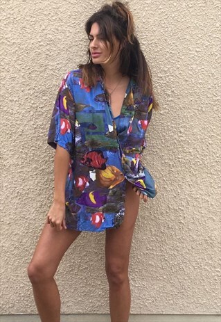 PATTERNED OVERSIZED RETRO VINTAGE UNISEX FESTIVAL SHIRT