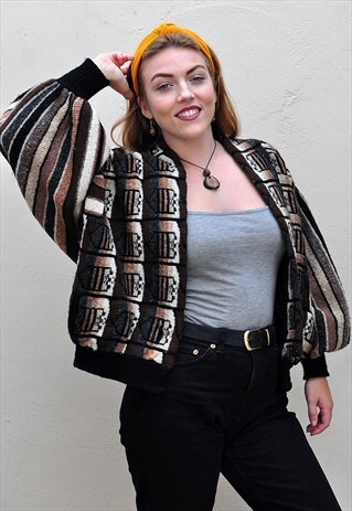VINTAGE 1980'S CHUNKY KNIT BATWING CARDIGAN