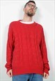 Vintage 90s Knitted Jumper Red Grunge Unisex Size XL