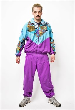 90s abstract shell suit purple blue multi mens vintage