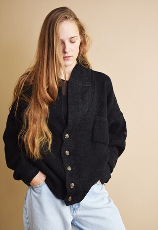 80'S RETRO MINIMALIST OVERSIZED DAD'S KNITTED CARDIGAN TOP