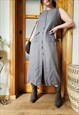 VINTAGE 90S GREY LINEN BUTTONS FRONT SLEEVELESS MAXI DRESS