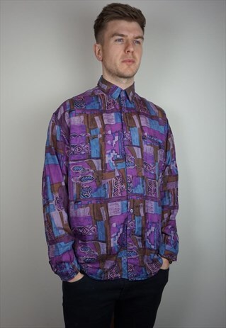 PURE SILK FUNKY PATTERNED SHIRT