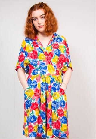 90'S VINTAGE FLORAL PATTERN SUMMER PLAYSUIT