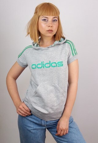 VINTAGE 90'S ADIDAS SHORT SLEEVE HOODIE T-SHIRT