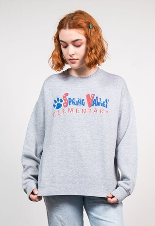 VINTAGE 90'S GREY ELEMENTARY SCHOOL SWEATSHIRT TOP