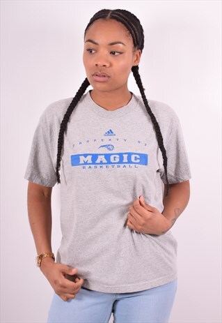 ADIDAS WOMENS VINTAGE T-SHIRT TOP XL GREY 90S