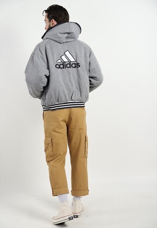 VINTAGE 90S ADIDAS JACKET HOODIE REVERSIBLE