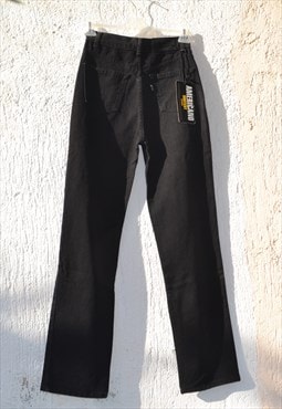 Deadstock 90s black super high waist straight bootcut jeans.