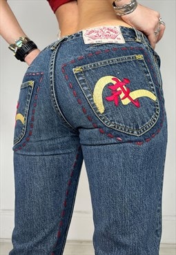 Vintage Y2k Evisu Jeans Low Rise Flare Bootcut Streetwear