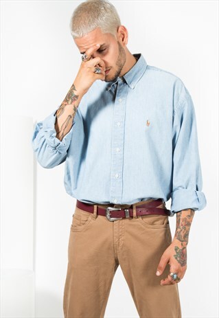 VINTAGE 80'S POLO RALPH LAUREN DENIM SHIRT / 0086 / 404