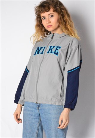 Y2K GREY BLUE NIKE TRACK JACKET PETITE