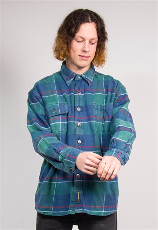 VINTAGE 90'S GRUNGE STYLE CHECK PATTERN FLANNEL SHIRT